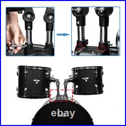5-Piece Complete Full Size Pro Adult Drum Set Kit with Genuine Remo Heads Black
