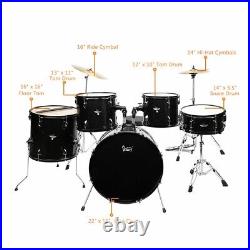 5-Piece Complete Full Size Pro Adult Drum Set Kit with Stool Drum Pedal Sticks