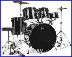 5-Piece Full Size Complete Adult Drum Set WithCymbal Stands, Stool, Drum Pedal
