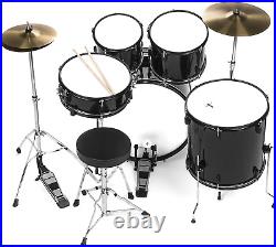 5-Piece Full Size Complete Adult Drum Set WithCymbal Stands, Stool, Drum Pedal