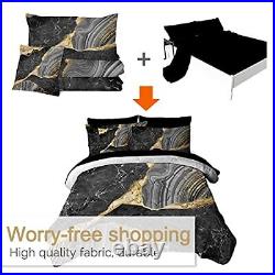 Bed In A Bag Full Size Complete Set Marble Design Black Gold Grey 8 Pieces Moder