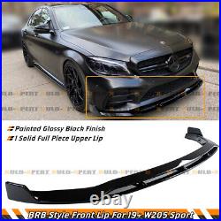 For 2019-21 Mercedes Benz W205 C300 C43 Amg B Style Gloss Black Front Bumper Lip