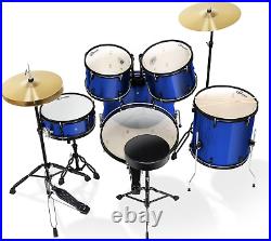 Full Size Complete Adult 5-Piece Drum Set with Cymbals, Stands, Stool, and Stick