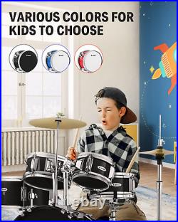 Kid Drum Sets- 5-Piece for Beginners, 14 Inch Full Size Complete Junior Drum Kit