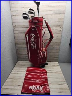 VTG Coca Cola Golf Club Set Complete Coke Embroidered Leather Vinyl Miller USA